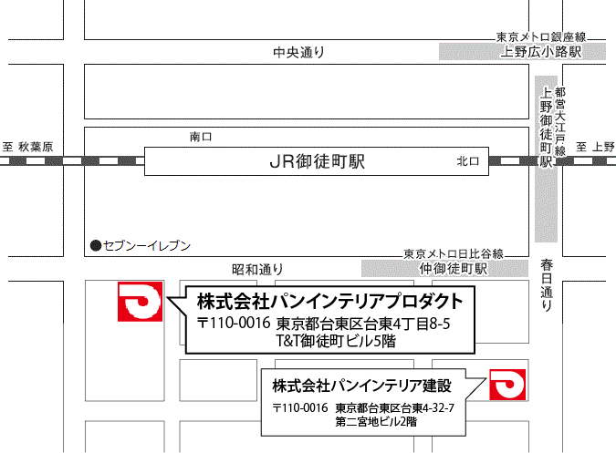 (株)パンインテリアプロダクト地図